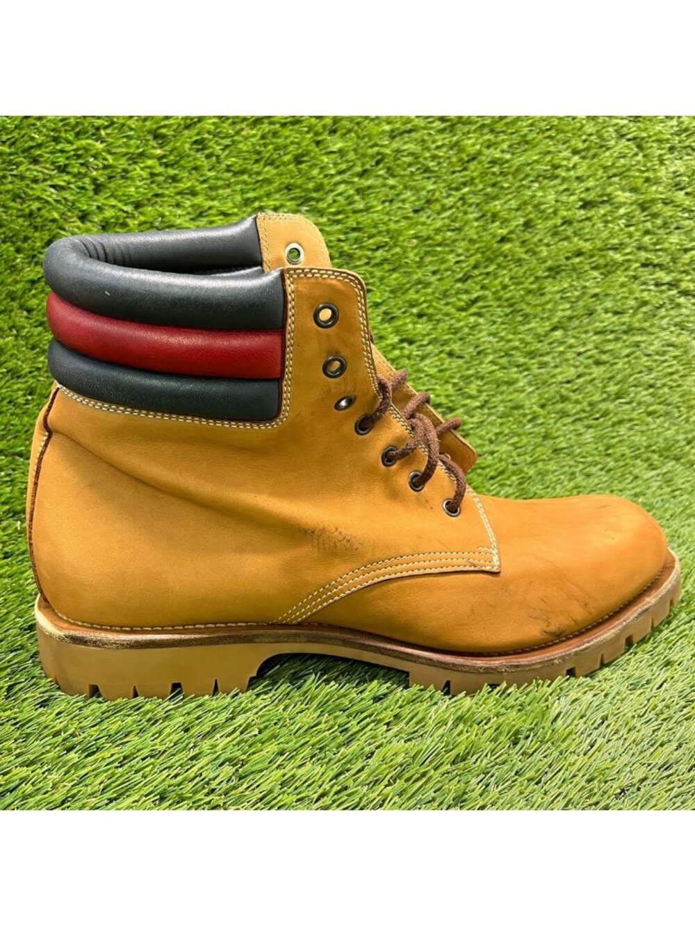 Gucci Marland Mens Size 11 Brown Black Red Outdoor Leather Hiking Combat Boots